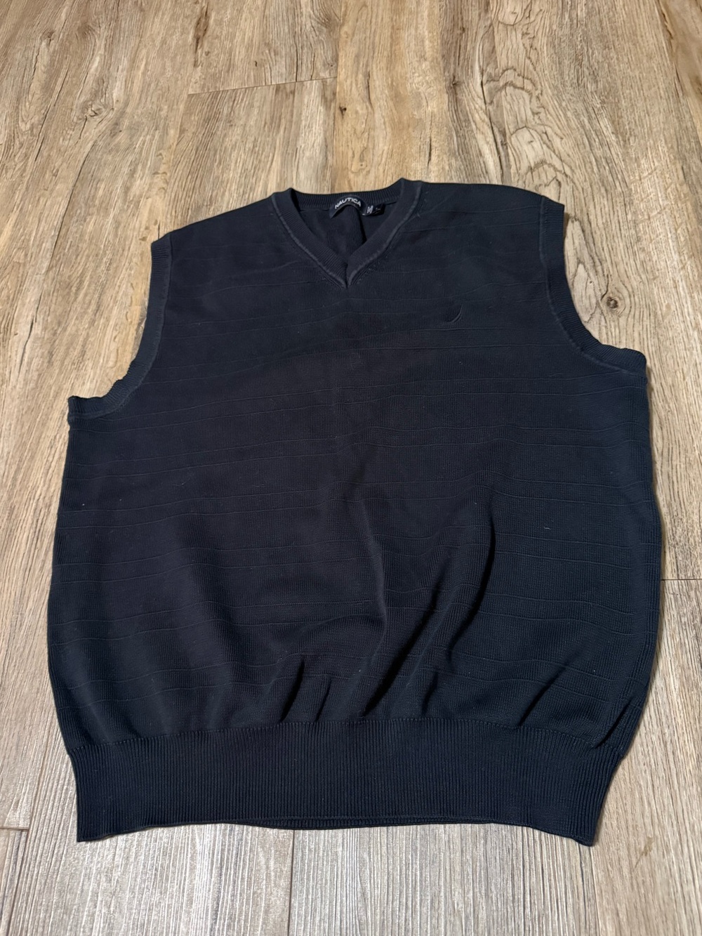 Nautica black sweater vest 100% cotton large ribbed V-neck business casual fall